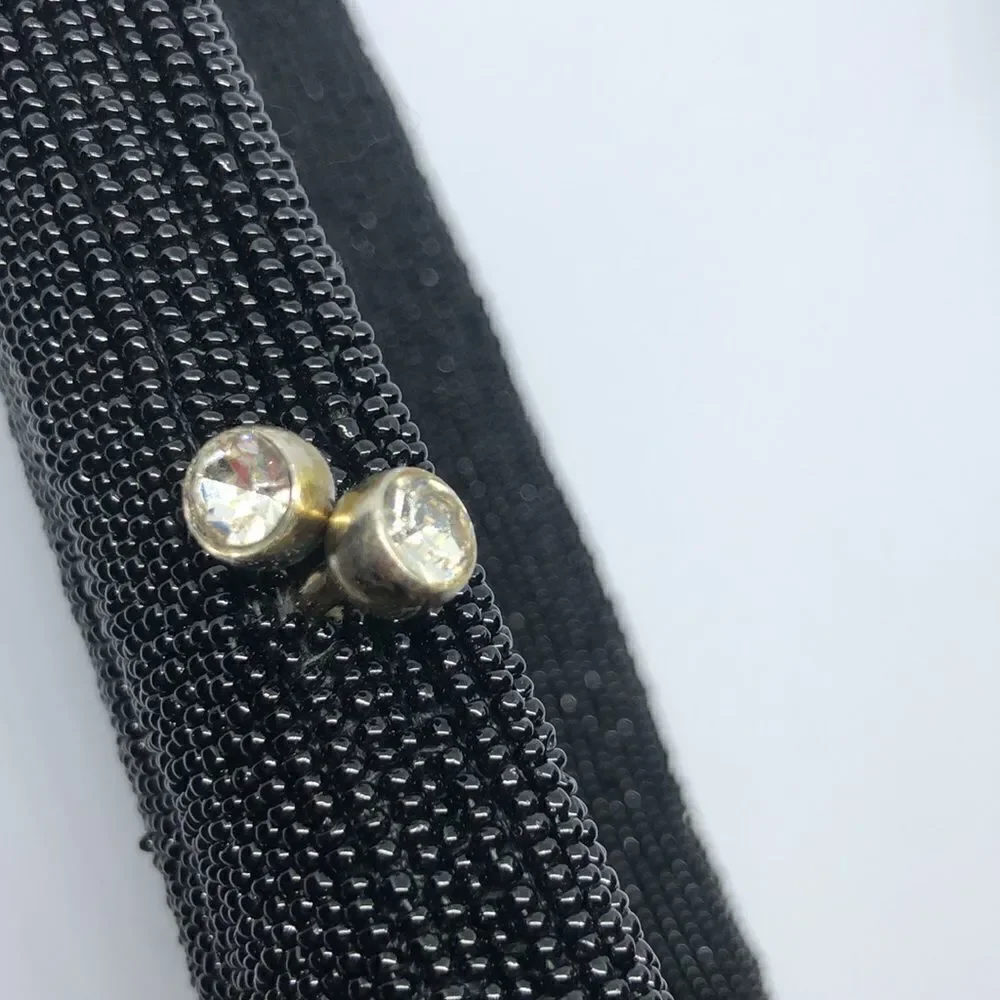 Awesome 50’s Scallop Beaded Black Floral Purse No Tags
